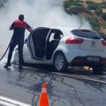 Yozgat’ta seyir halindeki araç alev alev yandı