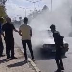 Muş’ta seyir halindeki otomobil yandı